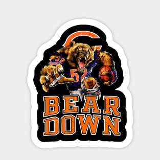 Bear Down #52 Chicago Sports Fan Football Sticker